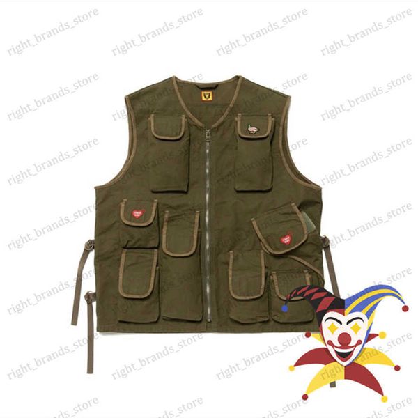 Herrenwesten HUMAN MADE JAGDWESTE Jacke Männer Frauen 1 1 Hochwertige ärmellose Multi-Pocket-Funktions-Hochleistungs-Arbeitsweste T230707