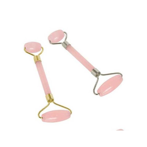 Pietre da massaggio Rocce Drop Ship Quarzo rosa naturale Viso Mas Crystal Stone Body Jade Masr Derma Roller Cura della pelle Rughe di ghiaccio Remov Dhktl