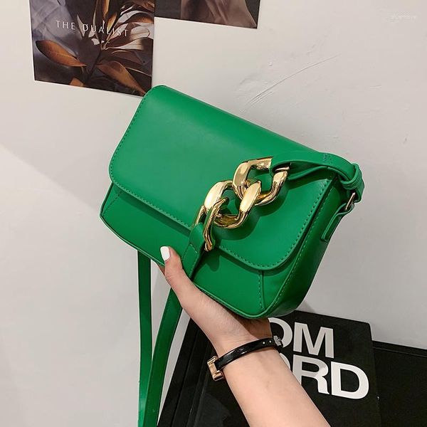 Omuz çantaları kalın zincir tasarım küçük pu deri kapak crossbody için kadınlar için 2023 güzel moda bayanlar seyahat çanta çantası