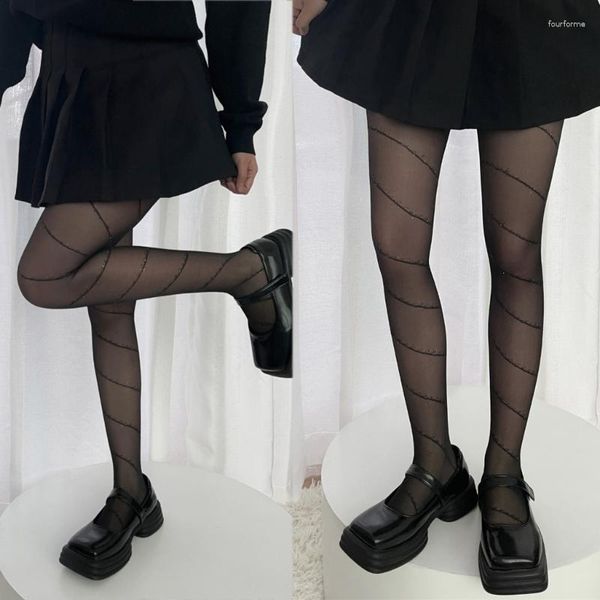 Frauen Socken Schwarze Netzstrümpfe Sexy Diagonale Streifen Silber Seidenstrumpfhose Für Jacquard Strumpf Spitzenstrumpfhose Sommer