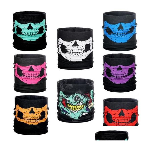 Maschere per feste New 10Styles Motocicletta Bicicletta Sport all'aria aperta Collo Viso Maschera Cosplay Skl Fl Testa Cappuccio Protezione Bandane Drop Delivery Dhcuk