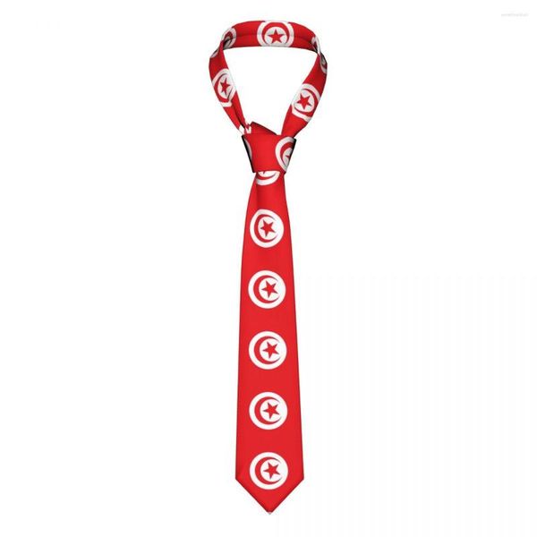 Gravatas com bandeira da Tunísia, homens e mulheres, poliéster, gravata de pescoço de 8 cm para moda estreita, uso diário, gravata, adereços de cosplay