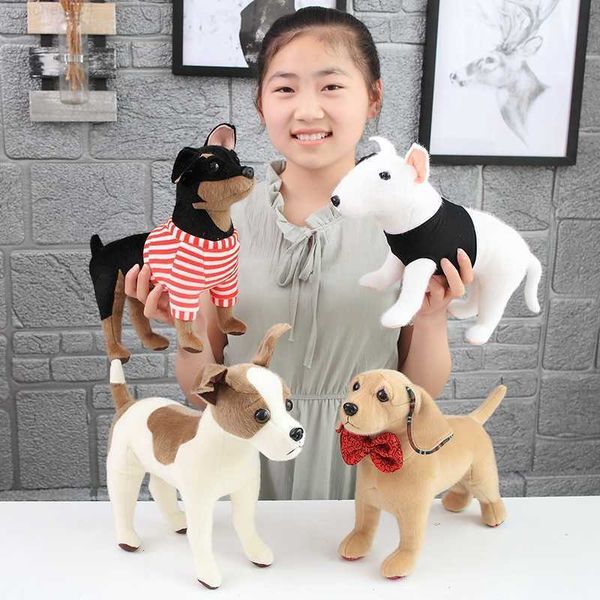 Фаршированные плюшевые животные высококачественные моделирование собака плюшевая игрушка чихуахуа бульдог Share Pei Pet Dog Kids Baby День день рождения мягкая плюшевая игрушка L230707