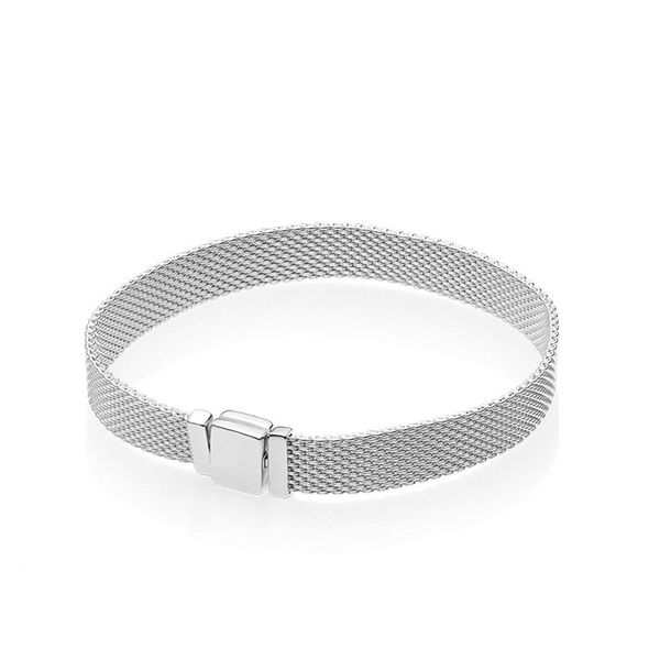 Pulseira de malha de prata esterlina 925 para pulseira de pandora estilo pulseira para mulheres, homens, conjunto de joias de luxo, pulseira de casal com caixa original atacado