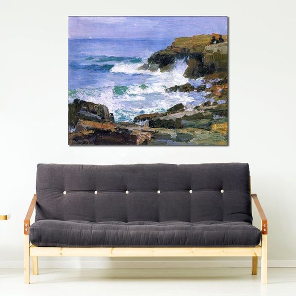Приморское холст искусство, глядя на морскую живопись Эдварда Генри Поттаст, произведения искусства, импрессионизм ландшафт ручной работы декор стены