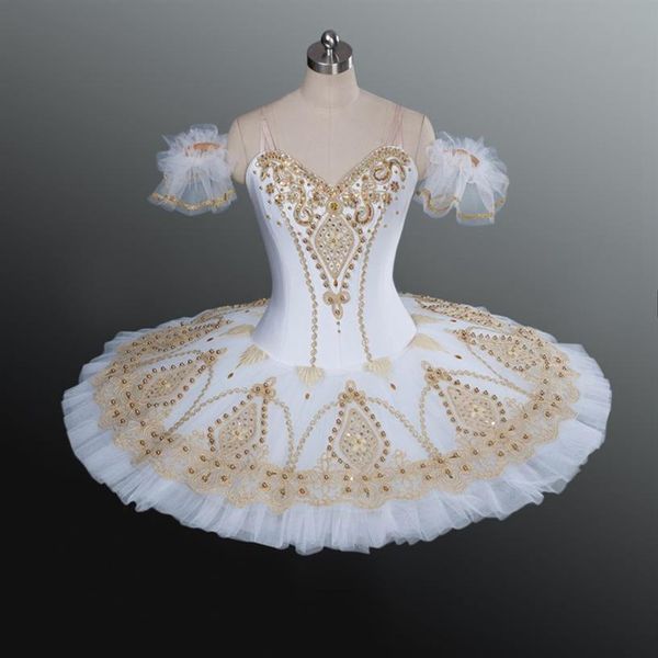 Boneca Fada de Ouro Branco Bandeja de Panquecas Performance Tutus Ballet Clássico Feminino Trajes de Palco Adulto Profissional Ballet Tutu2221