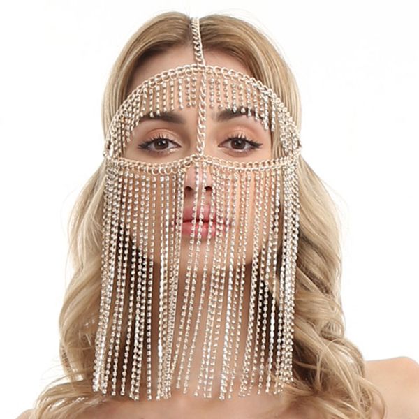 GesichtsketteNeue Retro-Metall-Mehrschicht-Quastenmaske Europa und die Vereinigten Staaten exotische Maske Haarkette Versorgungsmaske Designerschmuck