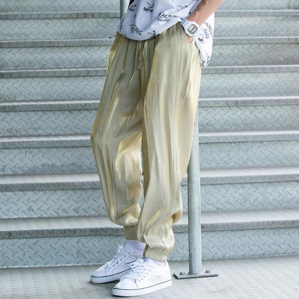 Pantaloni da uomo Pantaloni da jogging casual Pantaloni da uomo Harem Pantaloni da strada Elastico in vita Pantaloni estivi Pantaloni larghi Hip Hop Seta ghiaccio Tagliati unisex