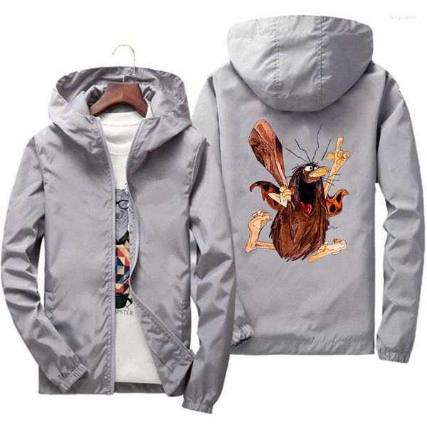 Erkek Ceket Kaptan Caveman Cavey Hoodies Erkekler İçin İlkbahar Sonbahar 1980'ler Çizgi Fun Fun Uzun Kollu Ceket Sıradan Windbreaker Ceket Giysileri