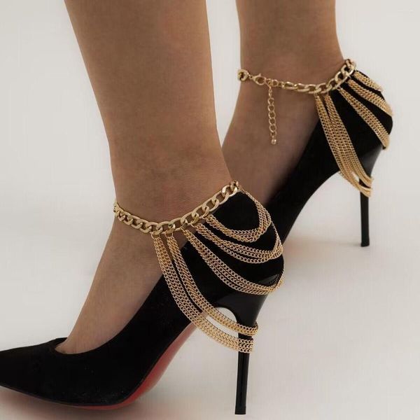 Halkalar 1 PCS Moda Çok Katmanlı Zincir Yüksek Topuk Ayakkabı Basit Ayak Ayak Ayak Ayak Ayak Te Mücevher Bilezik Kadınlar için Kilon Hediyesi