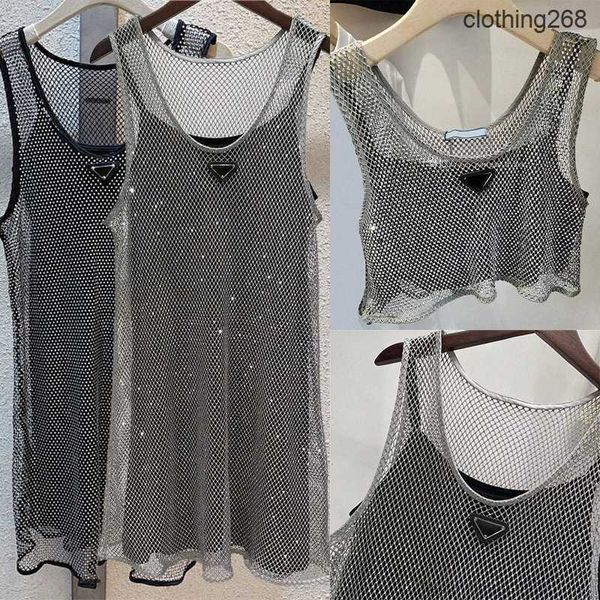 Ärmelloses Damenkleid, ausgehöhltes schwarzes Satin-Sling-Kleid, Strass-glänzendes, hohles Weste-Kleid, 2-teiliges Set, Denim-BH-Tops, kostenlos Szie5+