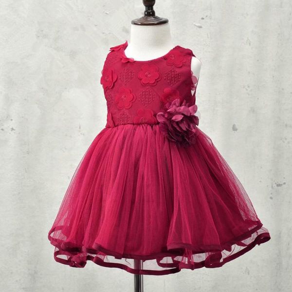 Vestidos para meninas Outono Marca Flores Renda Rosa Festa Casamento Aniversário Vestido de Bebê Princesa Tutu Roupas Elegantes para Crianças