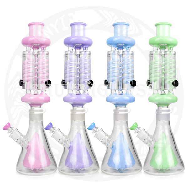 Bong Dab Rig de vidro de 19 polegadas Smoke Water Pipe Hookah Oil Rigs 3 câmara de bobina freezble Cachimbos de fumo Fábrica de tabaco Cor misturada