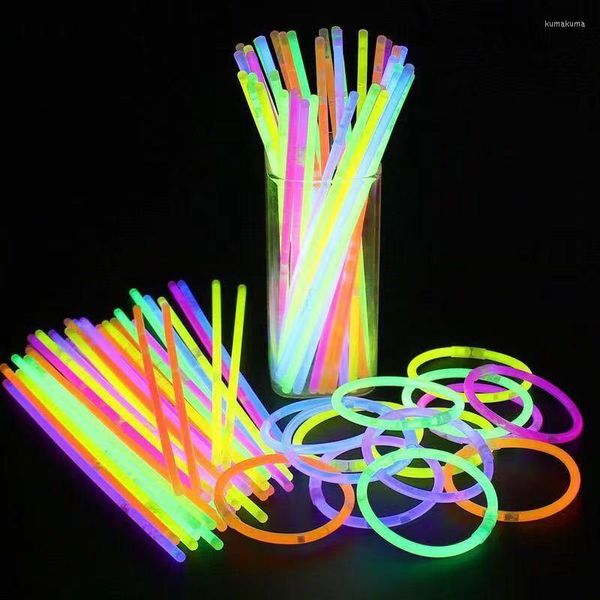Partydekoration 50/100 Stück Fluoreszenzlicht Leuchtstäbe Armbänder Halsketten Neon für Hochzeit Bunte Stick