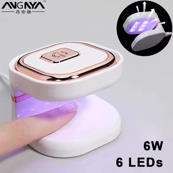 Ногтевые сушилки 6 Вт розово -золото мини -сушилка для ногтей Портативная ультрафиолетовая светодиодная лампа для ногтей USB УФ -светильник для гелевых ногтей.