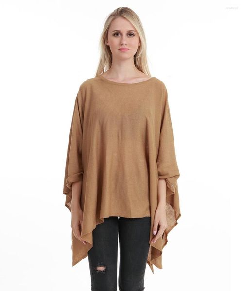 Cachecóis Feminino Primavera Poncho Xaile Lady Outono Malha Envoltório Cor Sólida Pulôver Solto Outono Manto Cachecol de Inverno Atacado Em