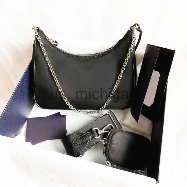 Вечерние сумки распродажа 3 штука мужчины женские роскошные дизайнеры сумки высококачественные сумочки черная кошелек бродяга нейлоновая цепь леди сумочка с крошечным плеч