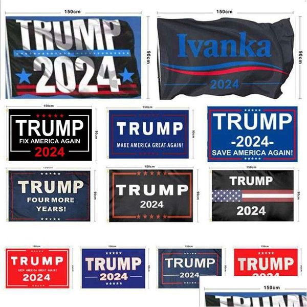 Banner Bandeiras Novas 2024 Campanha Presidencial dos EUA Trump Bandeira 90X150Cm Donald Eleição 3X5Ft Home Garden Yard T9I001156 Drop Delivery Dhcgm