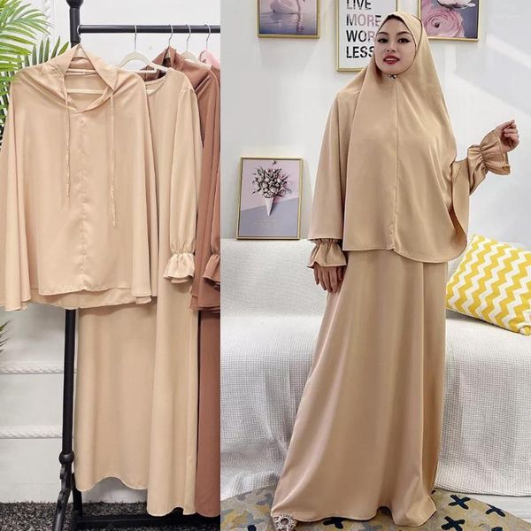 Roupas étnicas Islâmico Dubai Nida Tabay duas peças abaya com khimar hijab muçulmano cenário de roupas vestidos para mulheres