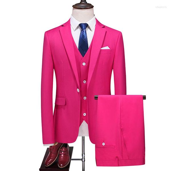 Herren-Trainingsanzüge, 15 Farben, 6XL (Jacke, Weste, Hose), High-End-Marke, formeller Business-Herrenanzug, dreiteiliges Bräutigam-Hochzeitskleid, einfarbig