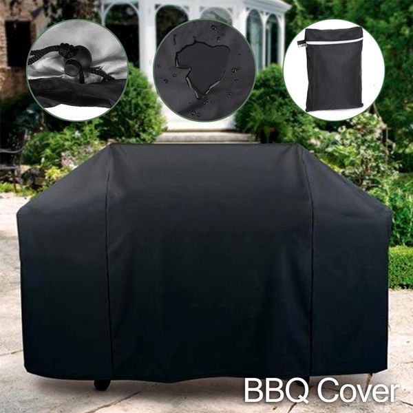 Acessórios de ferramentas para churrasco preto impermeável capa grill anti poeira chuva gás carvão churrasqueira elétrica 4 tamanhos 230706