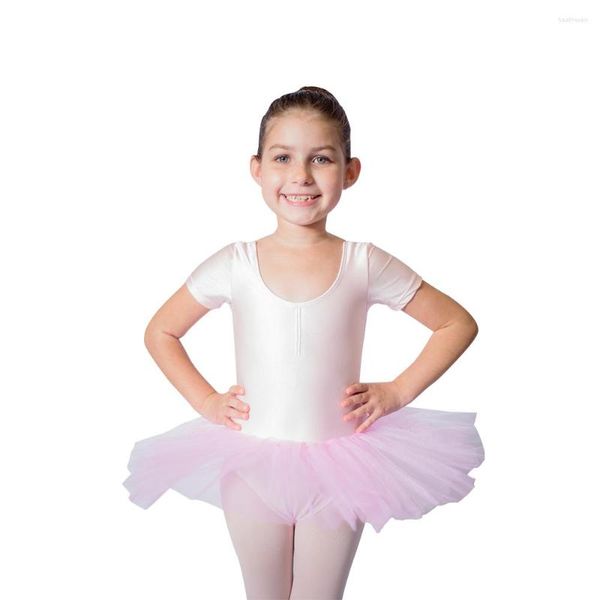 Bühnenkleidung Erwachsene Mädchen Kinder Ballett Tanz Tutu Kleid Glänzendes Lycra Kurzarm Tüllröcke Rezital Performance Kostüm
