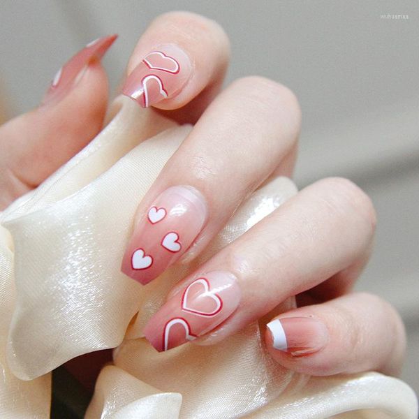 Ложные ногти розовый градиент Love Manicure Продукты многоразового клей