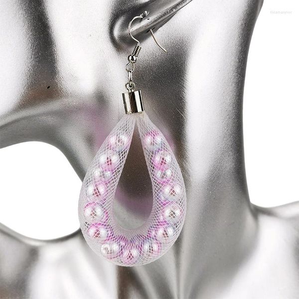 Baumelnde Ohrringe UKEBAY 2023 handgemachter Mesh-Schmuck rosa Perle Damenmode Luxus großer Tropfen Gothic-Schmuck Geburtstagsgeschenk