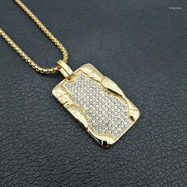 Colares com Pingente Hip Hop Punk Cor de Ouro Cabeça de Faraó Egípcio Homens Colar Moda Zircões Iced Out Micro Pedra Pave Jóias Presente