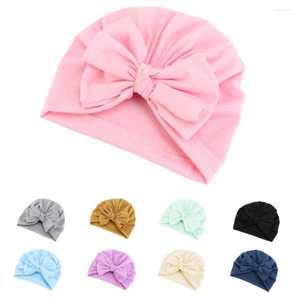 Berets Kind Kinder Baumwolle Mischung Kappe Baby Turban Bogen Hut Beanie Caps Kopfbedeckung Säugling Kleinkind Geburtstag Geschenk Po Requisiten