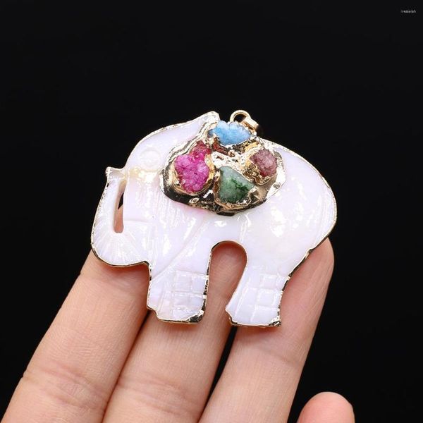 Collane con ciondolo moda conchiglia bianca naturale animale druzy cristallo elefante fortunato ciondoli per gioielli che fanno accessori per collane artigianali