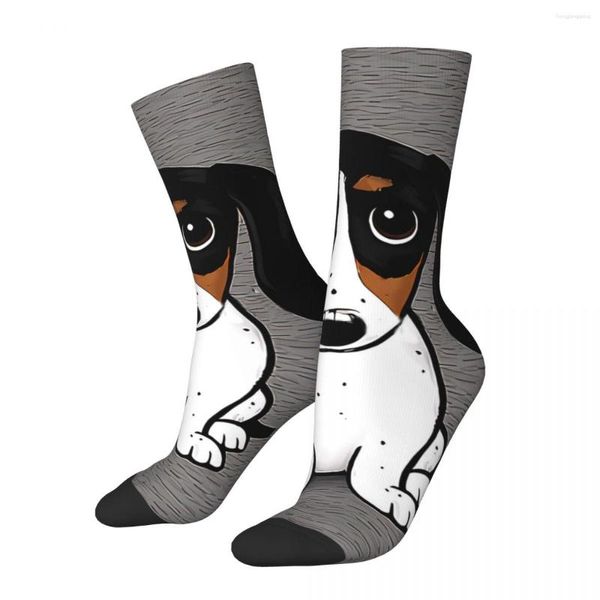 Calzini da uomo Happy Funny White Wiener Dog Vintage Harajuku Bassotto Pet Hip Hop Crew Crazy Sock Gift Pattern stampato