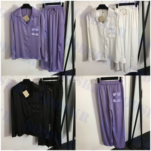 Mulheres sleep wear designer camisas calças soltas bordado logotipo camisa topos casa pant senhoras pijamas conjunto