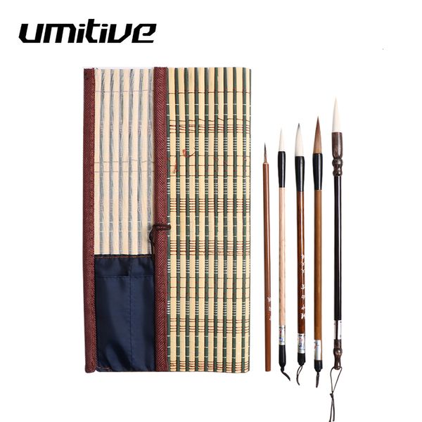 Malerei Stifte Umitive 5PCSSet Bambus Traditionelle Chinesische Kalligraphie Pinsel Set Schreiben Kunst Liefert 230706