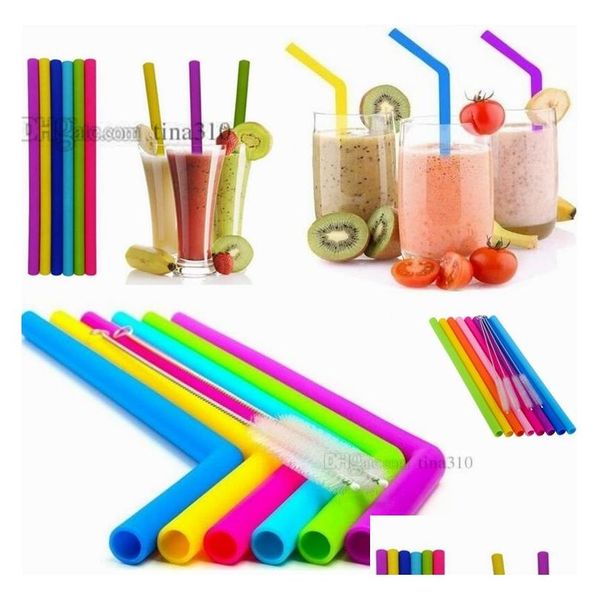 İçme Samanları Sile STS Set Düz Bükülmüş Esnek 2 PCS Temizleme Fırçaları 8 PCS/SET ST 4688 Bırakma Teslimat Ev Bahçesi K DHVRP