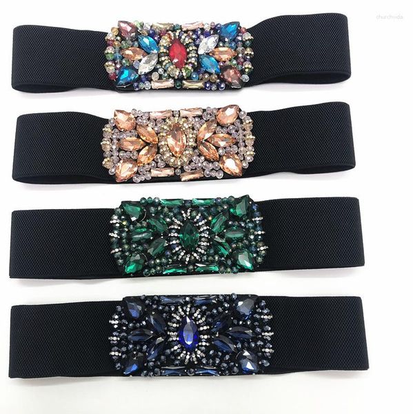 Cinture 2023 Cintura elastica in cristallo di colore di moda Cintura da donna di marca femminile larga per accessori per abiti da donna SW331