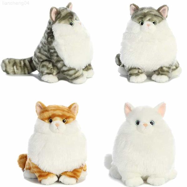 Animais de Pelúcia Recheados Aurora World Gato Gordo 30cm Grandes Olhos Brilhantes Boneca Brinquedo de Pelúcia Recheado Gatinho Bonito Simulação de Animais Animais de Estimação Bonecas Fofas Presentes de Aniversário L230707