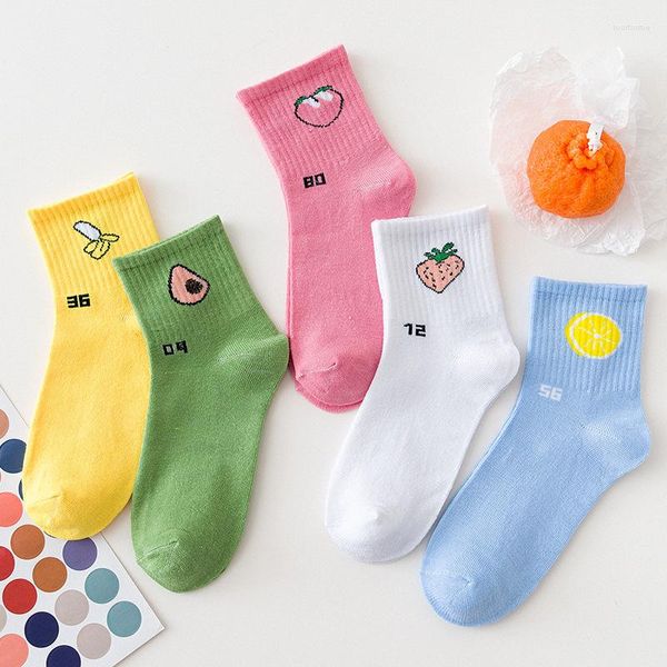 Damensocken, 5 Paar, Mittelrohr, Frühling, Sommer, japanischer Stil, modisch, niedlicher Bär, bequem, atmungsaktiv, für Studenten