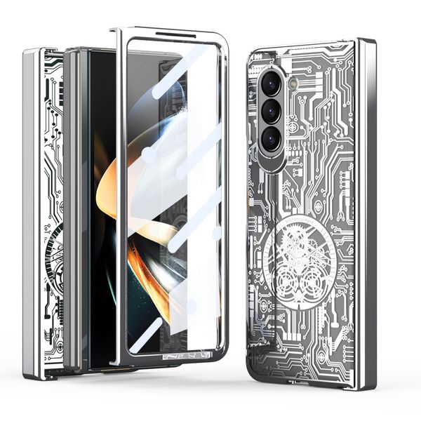 Механические чехлы для покрытия для Samsung Galaxy Z Fold 5 Case Case Clear Hinge защита пленки экрана экрана