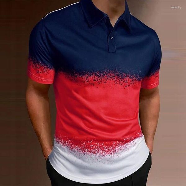 Polo da uomo Polo vintage Stampa a colori sfumati Top colorati Moda estiva Abbigliamento a maniche corte T-shirt oversize