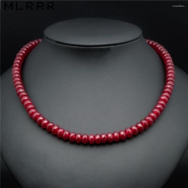 Choker Vintage Classic Natural Stone Jewelry Elegante collana a catena con perline di calcedonio rubini