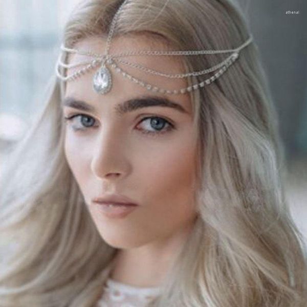 Haarspangen Boho Braut Stirnkette Strass Stirnbänder Schmuck für Hochzeit Kristallkopfschmuck Zubehör