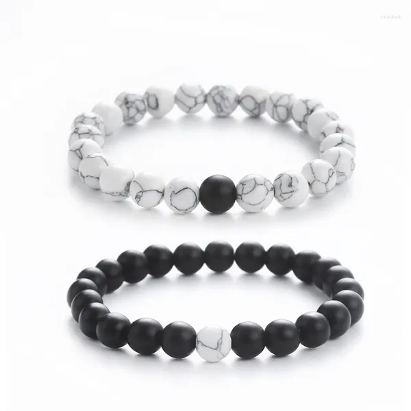 Strand Matte Preto Frisado Pulseira Lava Malaquita Ônix Pedra Natural Pulseiras Para Mulheres Homens Cool Goth Pulseira Moda Jóias