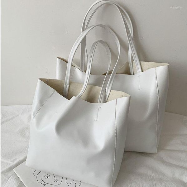 Bolsas de noite de luxo bolsa de ombro grande feminina bolsa de couro feminina sólida simples grande capacidade crossbody bolsas brancas