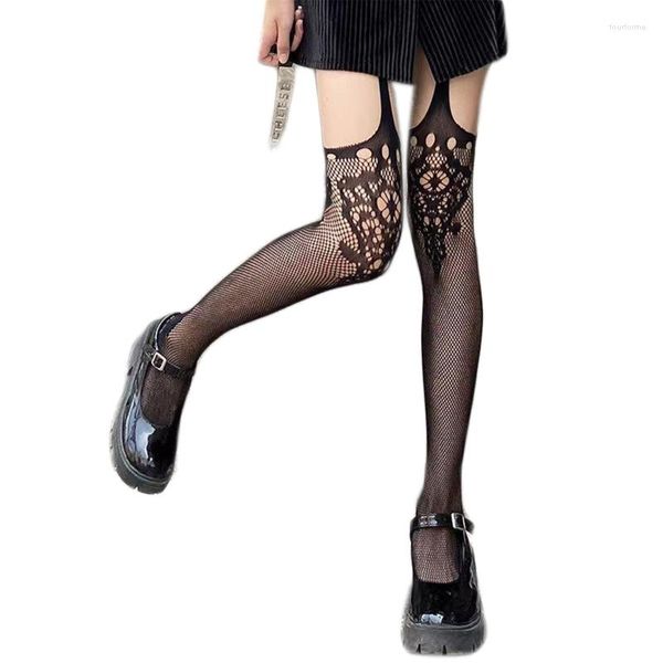 Frauen Socken Damen Fishnet Strümpfe Harajuku Strumpfband Strumpfhosen Dunkle Oberschenkel Hohe Sexy Hohl Mesh Strumpfhosen Dessous