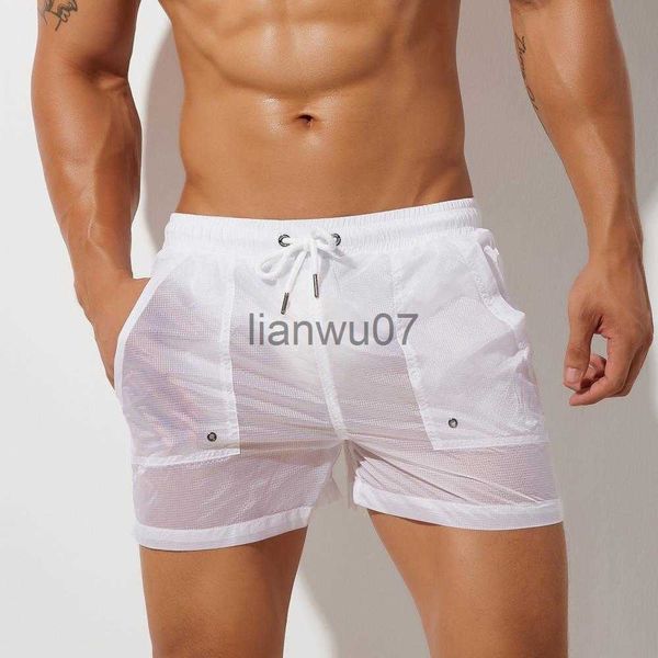 Roupa de banho masculina SEOBEAN Shorts masculinos de verão Mesh forrado Shorts de praia de secagem rápida 100 Nylon Ginásio Calções de surfe calções masculinos sexy J230707