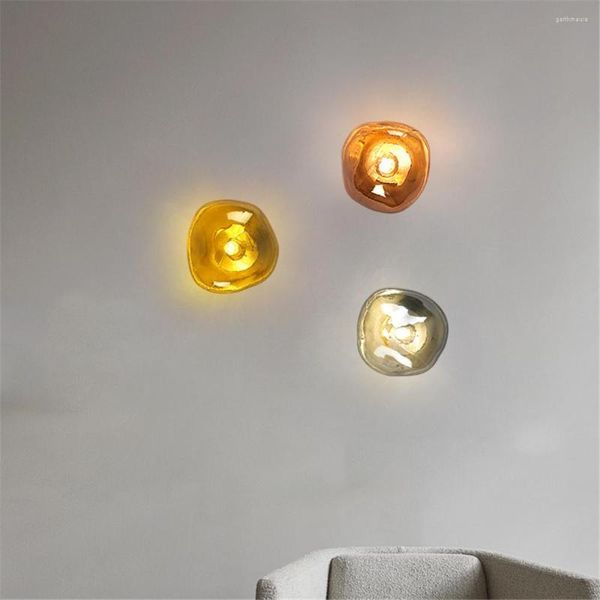 Wandlampen Postmodern Glas Lava Silber Rot Gold LED-Lampe Home Wohnzimmer Dekor Leuchte Schlafzimmer Nachttisch Korridor Treppe Wandleuchte