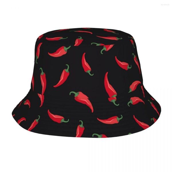 Berretti Harajuku Red Chili Bob Cappelli Unisex Pieghevoli Outdoor Peperoni Pesca Pescatore Cappellini Summer Beach Vacation Getaway Headwear
