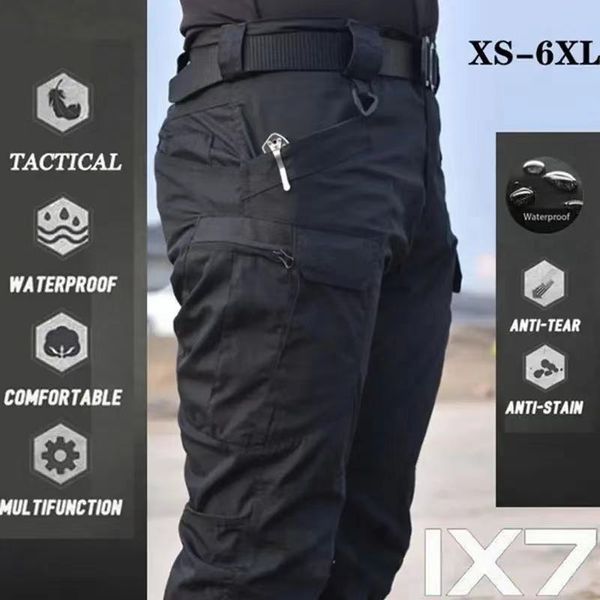 Calças Masculinas Plus Size 6XL Cargo Men Multi Bolsos Calças de Moletom Táticas Ao Ar Livre Militar Exército À Prova D' Água Secagem Rápida Elástica Calça Caminhada 230706