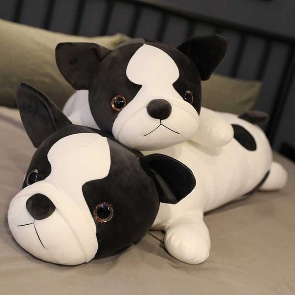 Animais de Pelúcia Recheados 80/100/120cm Mentindo Bulldog Francês Brinquedos de Pelúcia Staffed Cute Dog Puppy Animal Boneca Macio Long Sleep Travesseiro Almofada Crianças Meninas Presente L230707